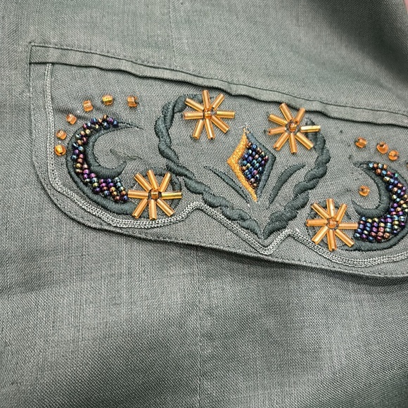 100% Linen Embroidered Blazer - Picture 3 of 7